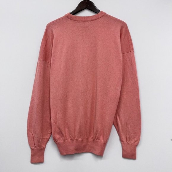 N.Peal Saks Fifth Avenue Men's Crewneck Sweater Cashmere/Cotton Coral Scotland M - Picture 4 of 7